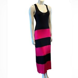 New With Tags Velvet Torch Striped Pink & Black Striped Sleeveless Maxi Dress